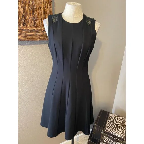 Anthropologie Heartloom Dress Medium M 6 8 Crochet Back Stretch A Line NWT $198 - Picture 4 of 7